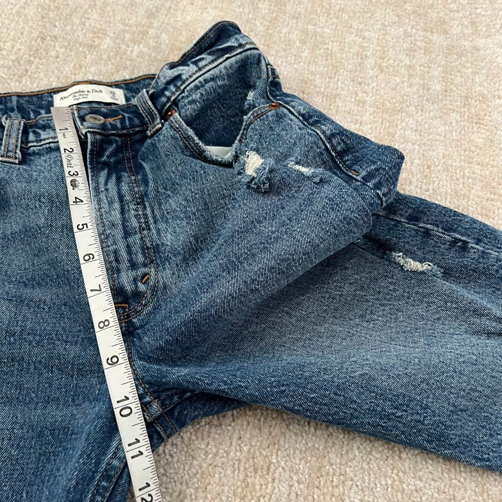 Abercrombie & Fitch High Rise Ripped Skinny Jeans 26 / 2 Blue - Picture 6 of 9